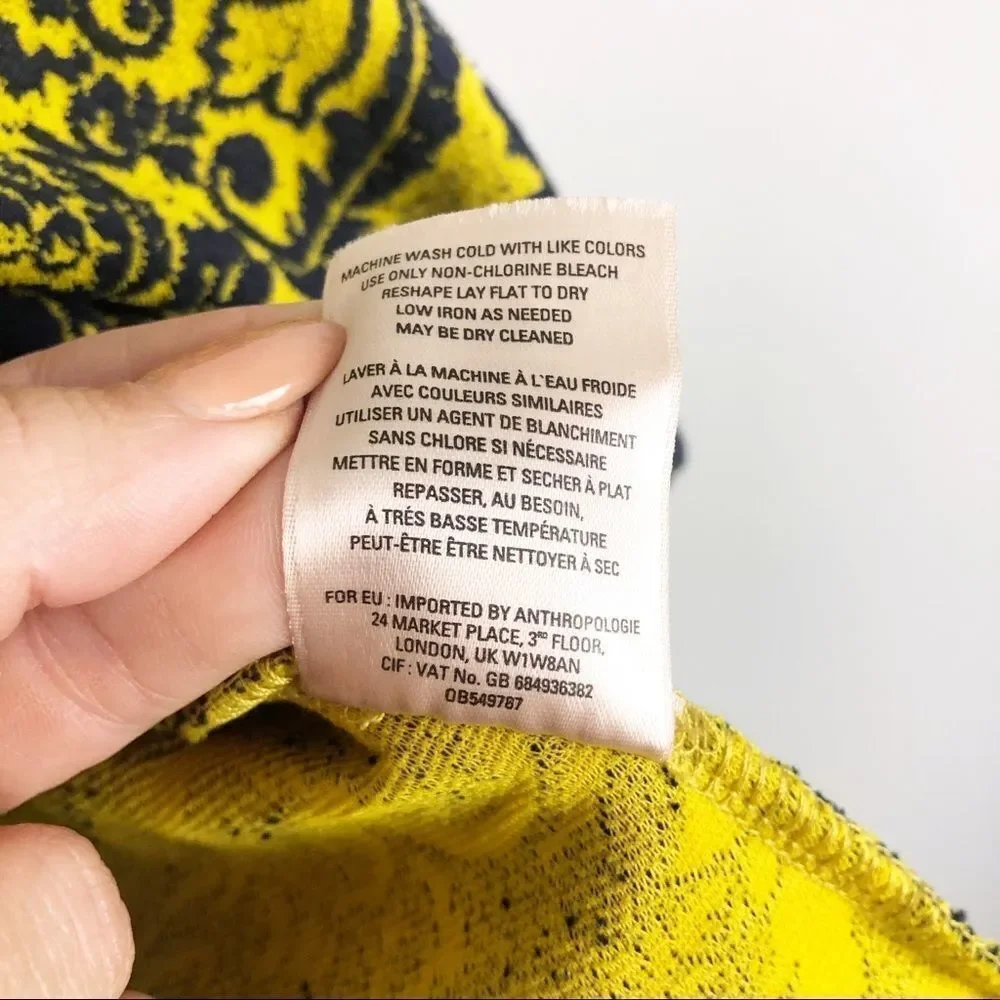 ANTHROPOLOGIE | MAEVE Yellow & Blue Damask Circle Skirt Women’s Size Small